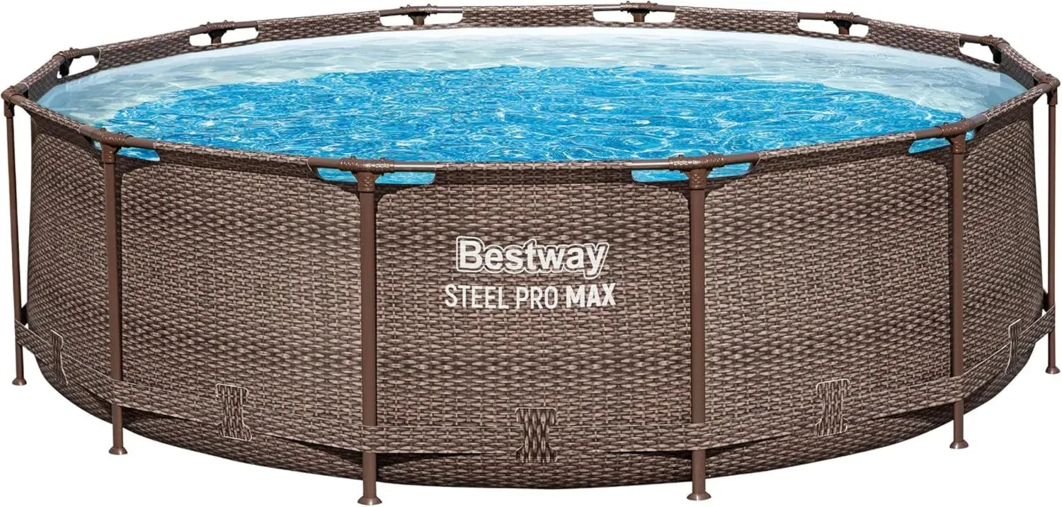 Bestway runder Stahlrahmen-Pool 366 x 100 cm, Rattan-Optik Schokobraun