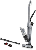Bosch Flexxo 2in1 Serie 4 kabelloser Akku-Staubsauger, beutellos, hohe Leistung, lange Laufzeit, LED-Düse, für alle Bodenarten, Silber