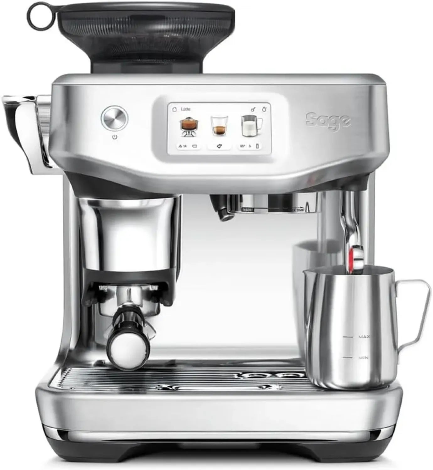 Sage Kaffeevollautomat mit Touchscreen und Milchaufschäumung, integriertes Mahlwerk, Cold Brew Funktion, intelligente Dosierung - Gebürsteter Edelstahl