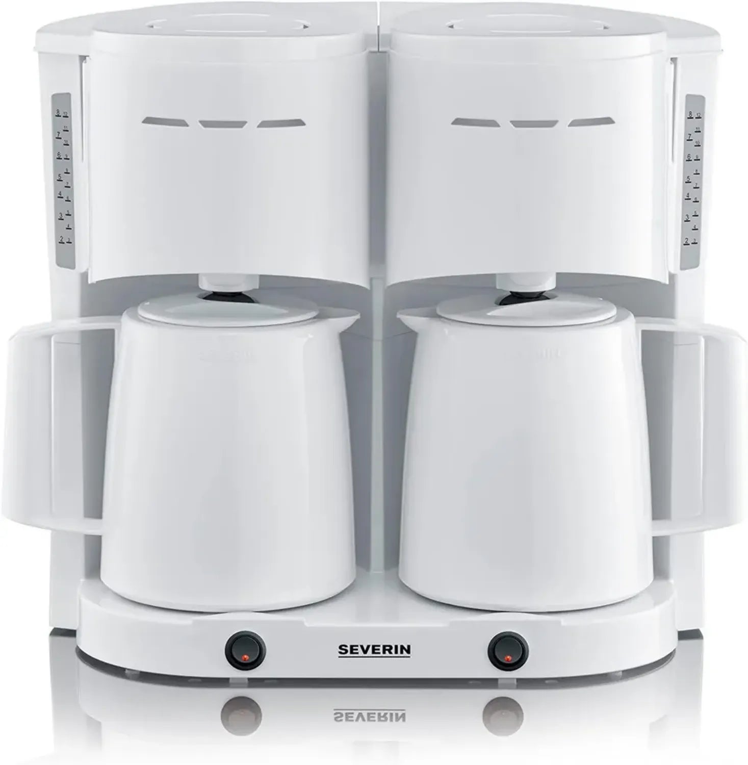 Severin Kaffeemaschine mit 2 Thermokannen, 16 Tassen, 2000 W, Weiß