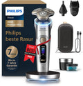Philips Herrenrasierer i9000 Prestige Ultra, Nass- & Trockenfunktion, Chrom, Sensorsteuerung, 5-in-1 Bartstyler, inkl. Nasenhaartrimmer, Reinigungs- und Ladestation, Reiseetui